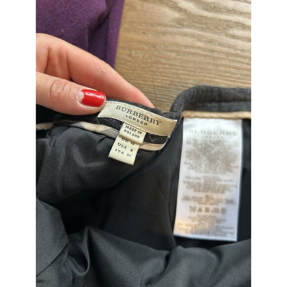 Burberry Wool Cashmere Pleated Knee A Line Skirt Gray - Picture 3 of 8